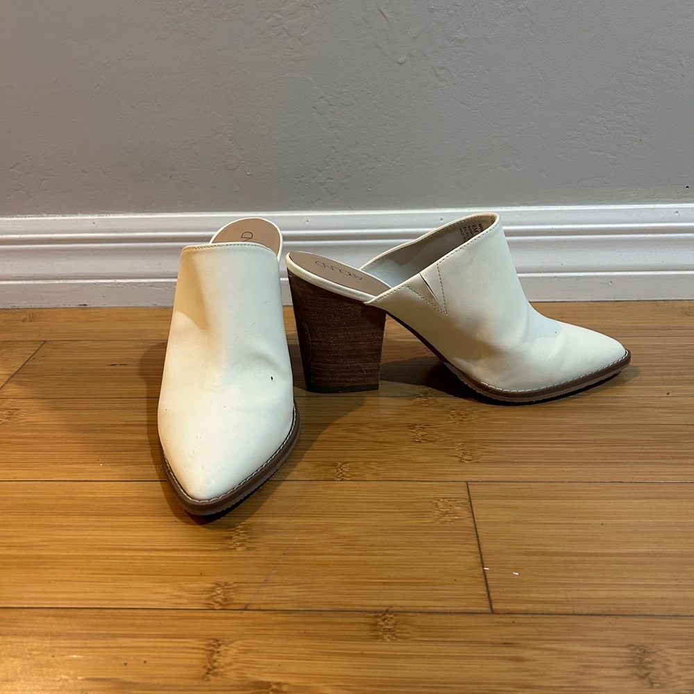 White mules, never worn